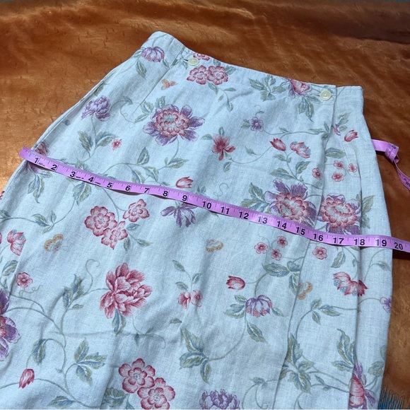 Vintage Eddie Bauer Linen Floral Print Wrap skirt Skirt Natural butterfly - Picture 9 of 11